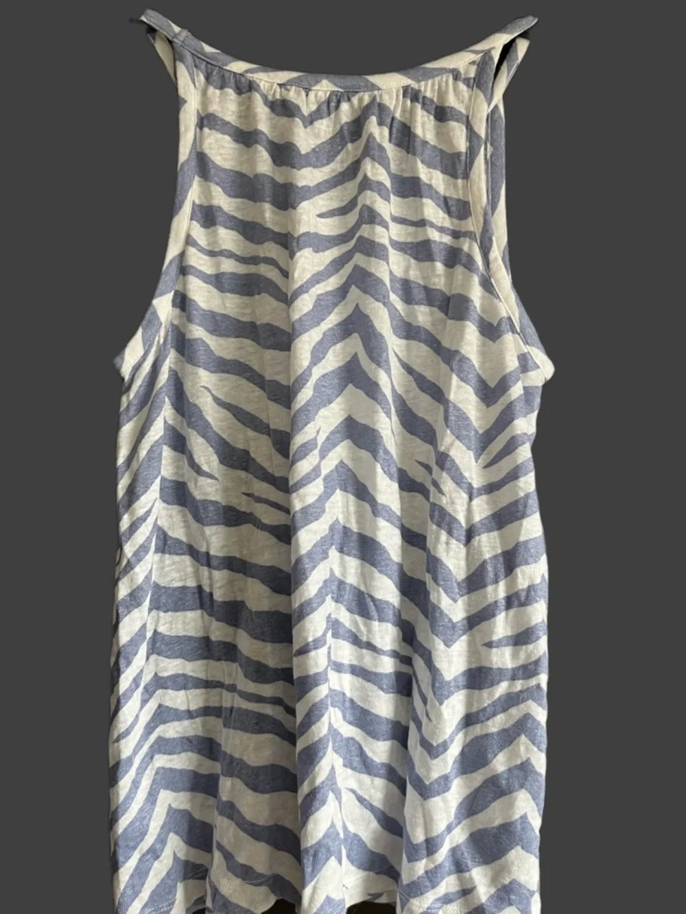 Tahari 100% Linen Blue and White Zebra Print Tank Top Medium - Picture 5 of 8